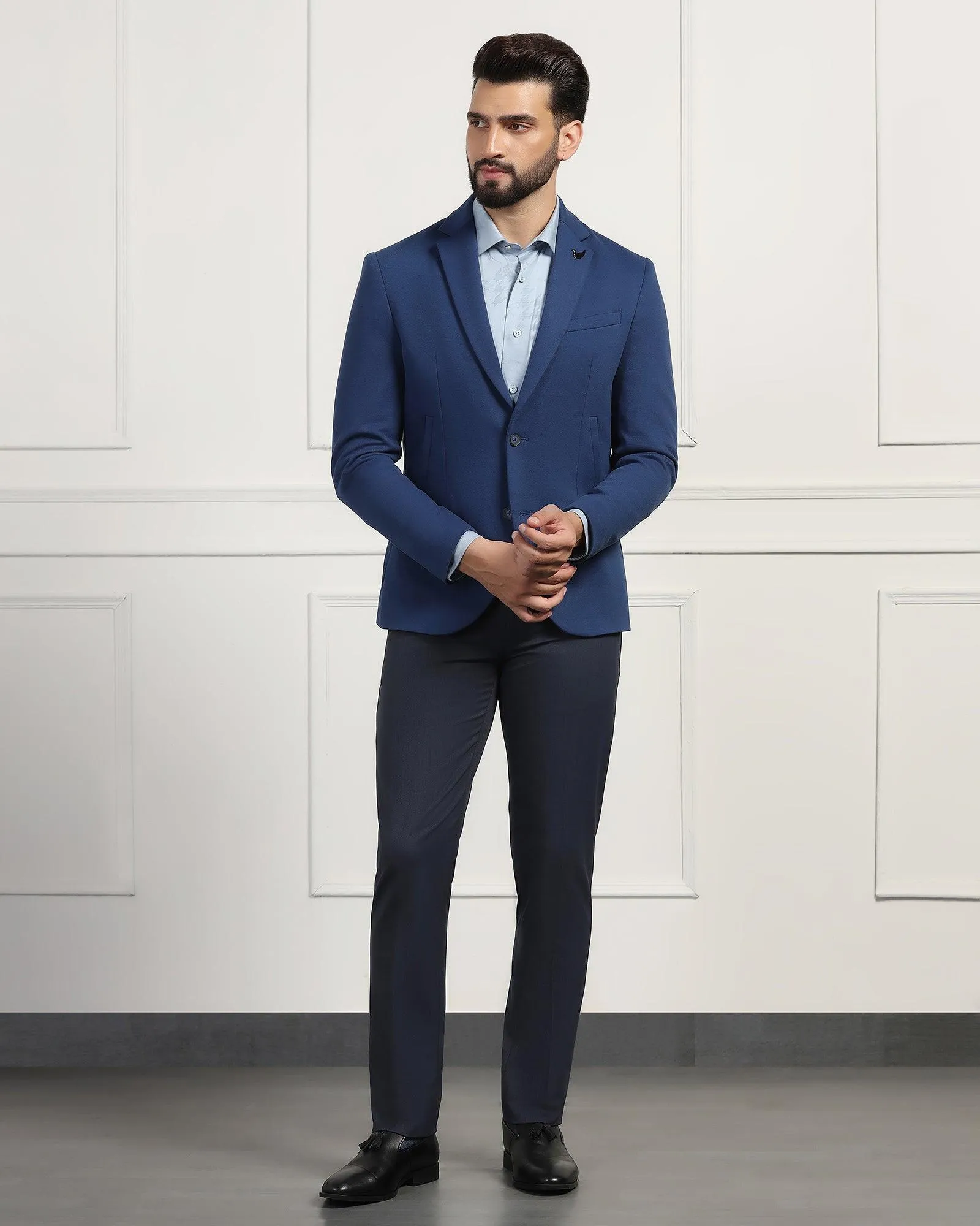 Formal Navy Textured Blazer - Elevate