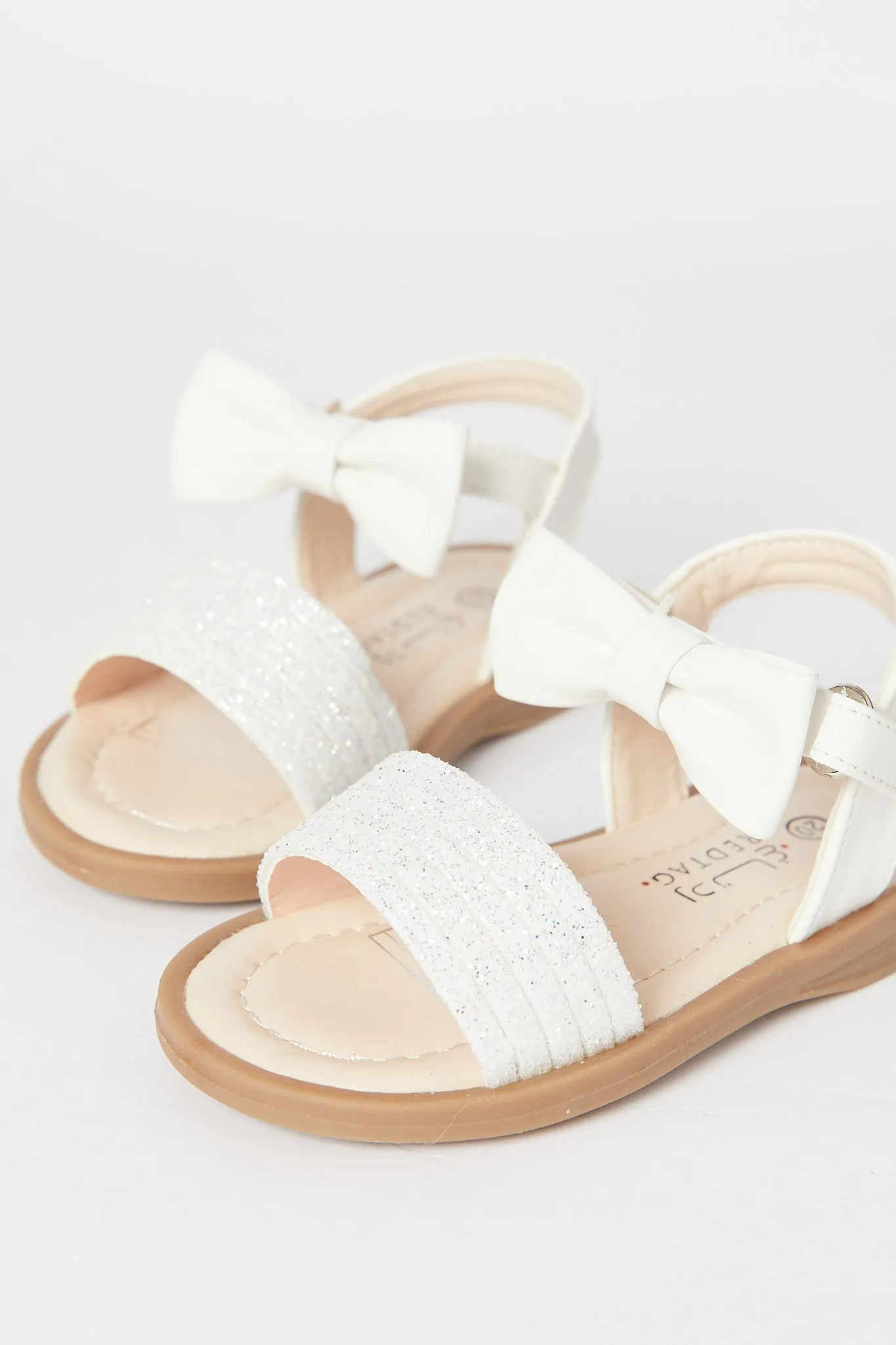 Girl White Bow Trim Sandal