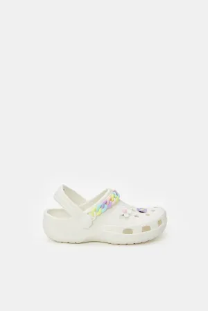 Girls White Chain Clog