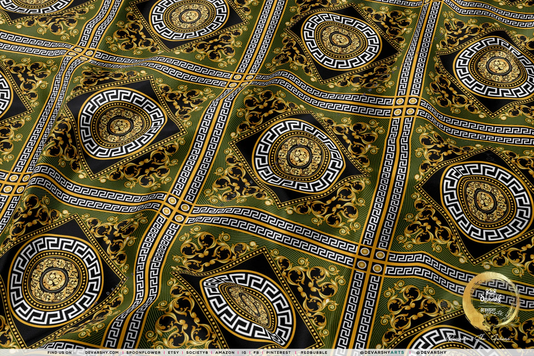 Golden Mandala Upholstery Fabric 3 meters 6 Designs 12 Furnishing Fabric Options Baroque Fabric By the Yard | 039