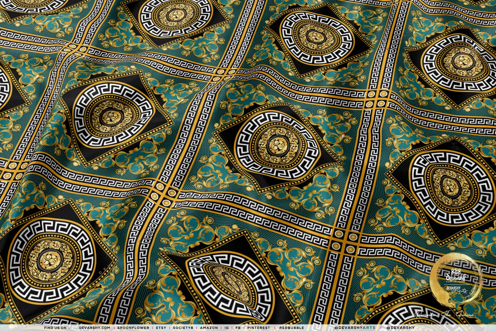 Golden Mandala Upholstery Fabric 3 meters 6 Designs 12 Furnishing Fabric Options Baroque Fabric By the Yard | 039