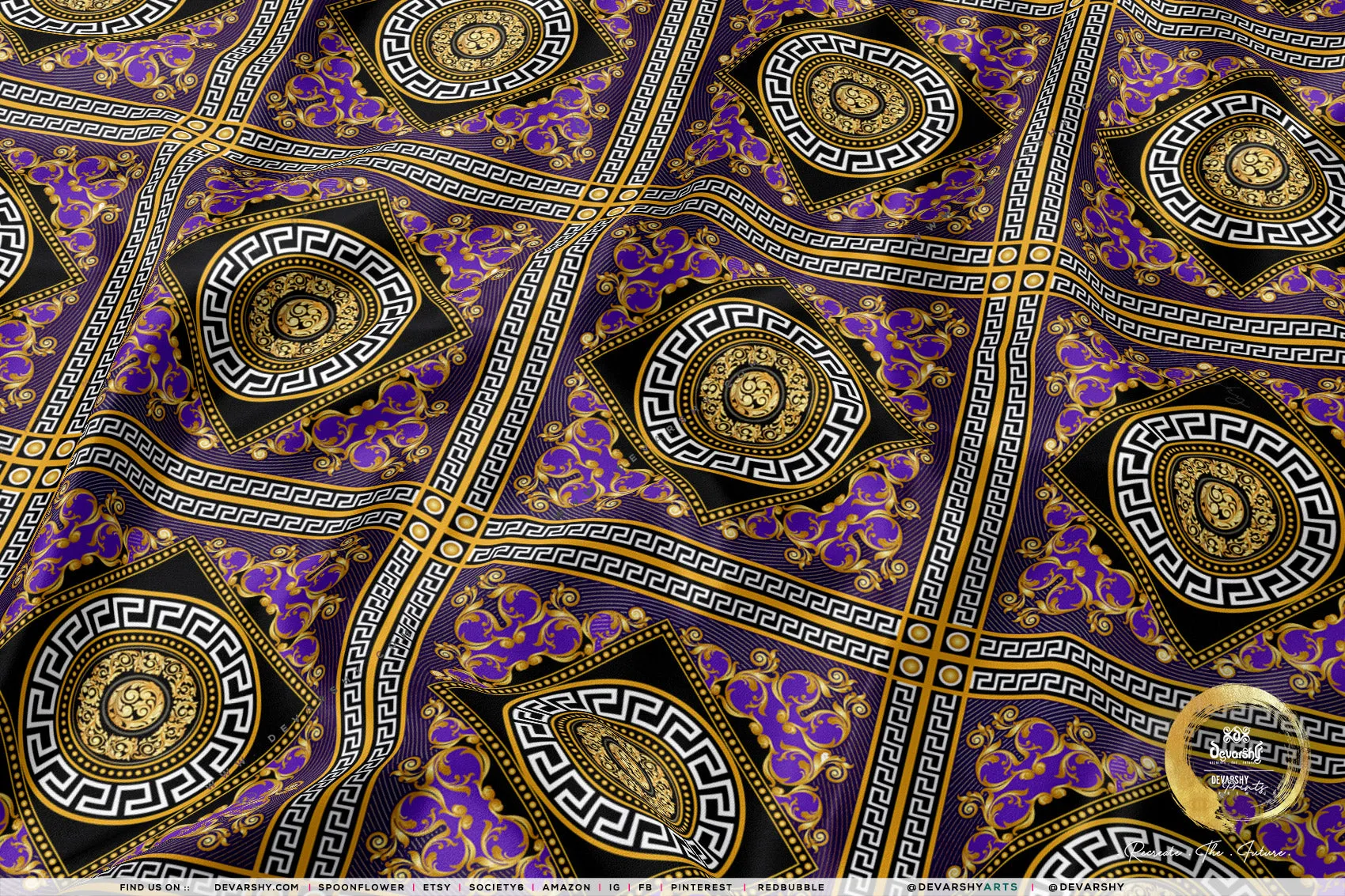 Golden Mandala Upholstery Fabric 3 meters 6 Designs 12 Furnishing Fabric Options Baroque Fabric By the Yard | 039