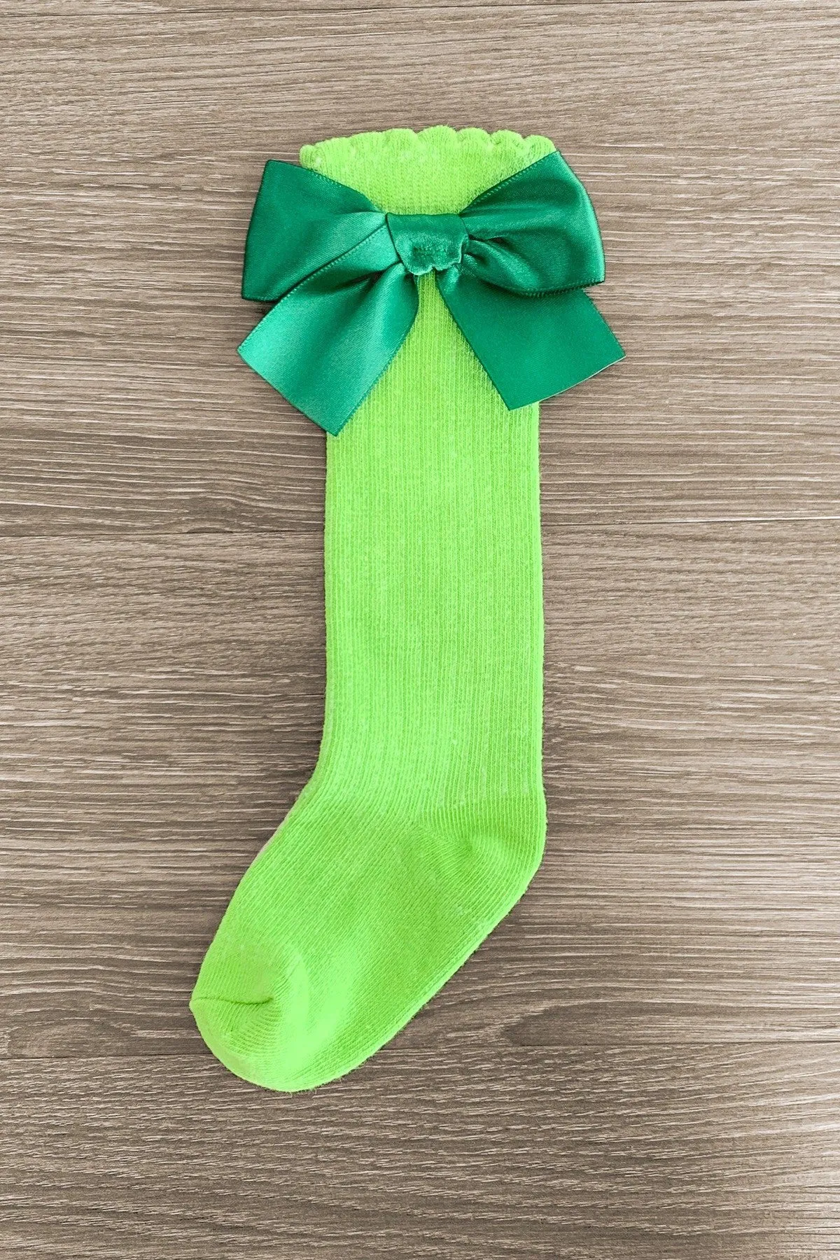 Green Knee High Silk Bow Socks