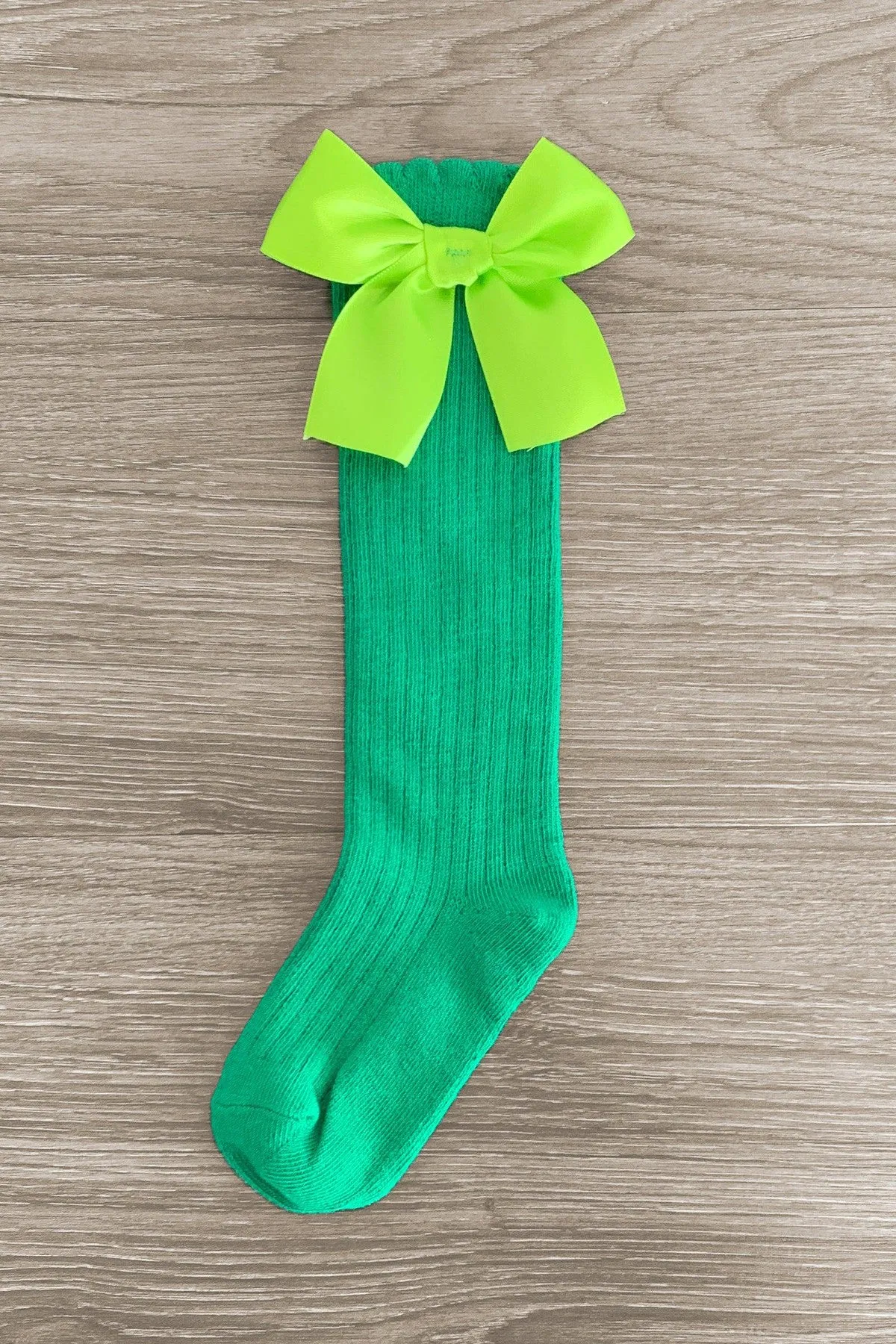 Green Knee High Silk Bow Socks