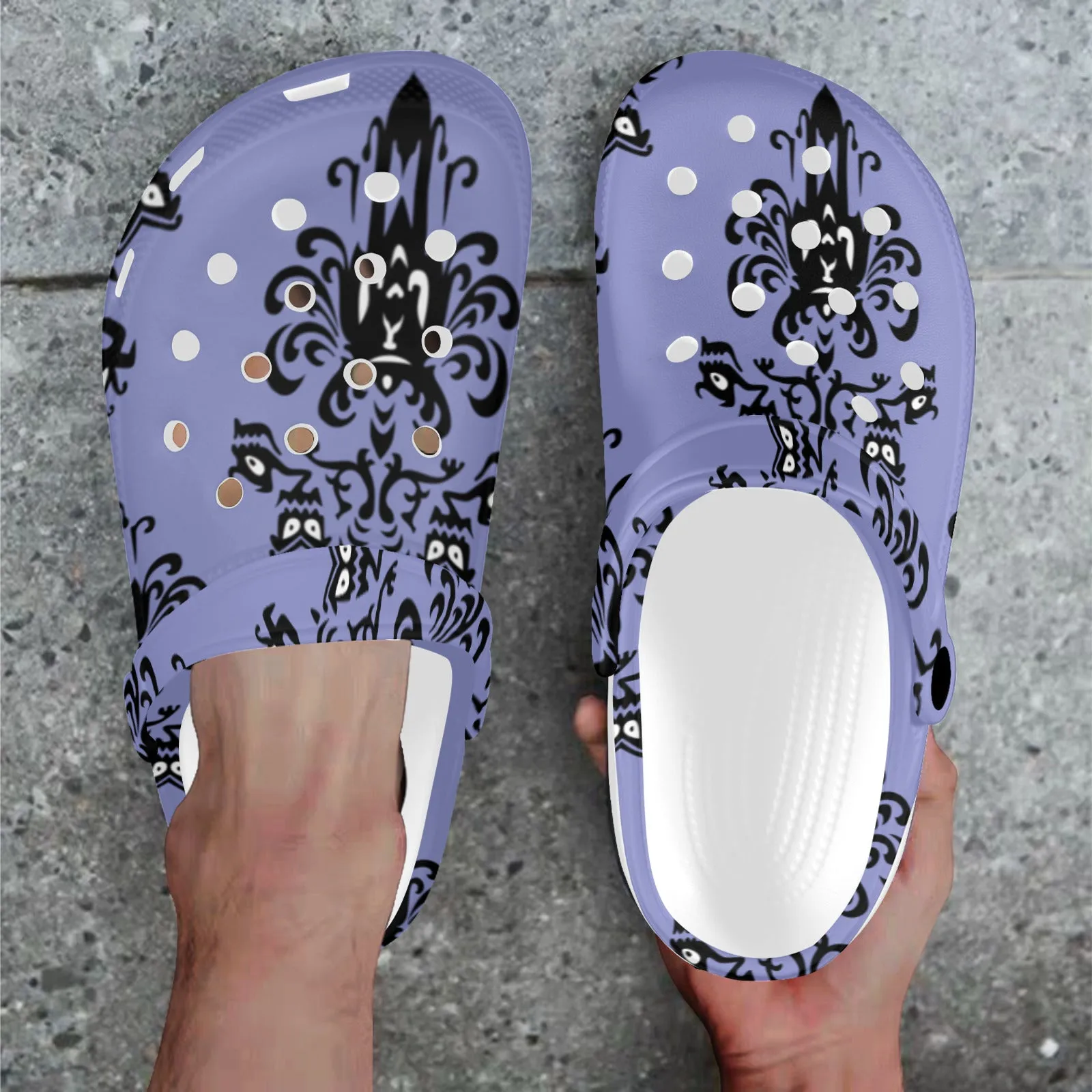 Haunted Mansion Wallpaper Foam Clogs for Adults