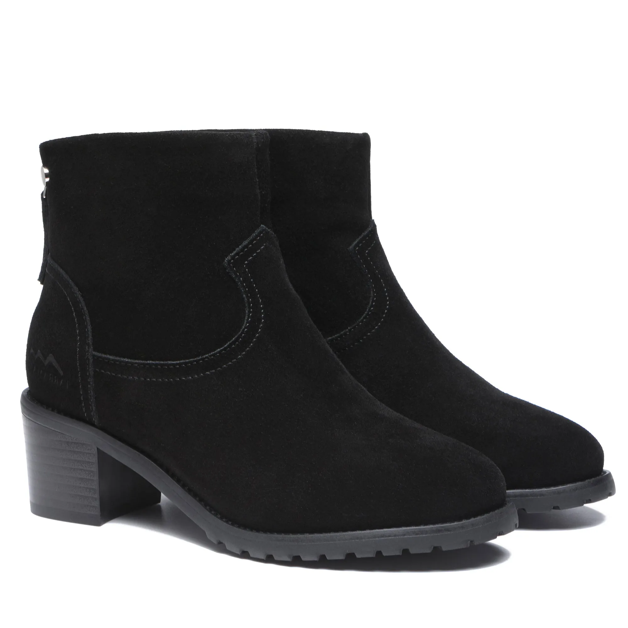 Helene Black Ankle Zipper Heel Boots