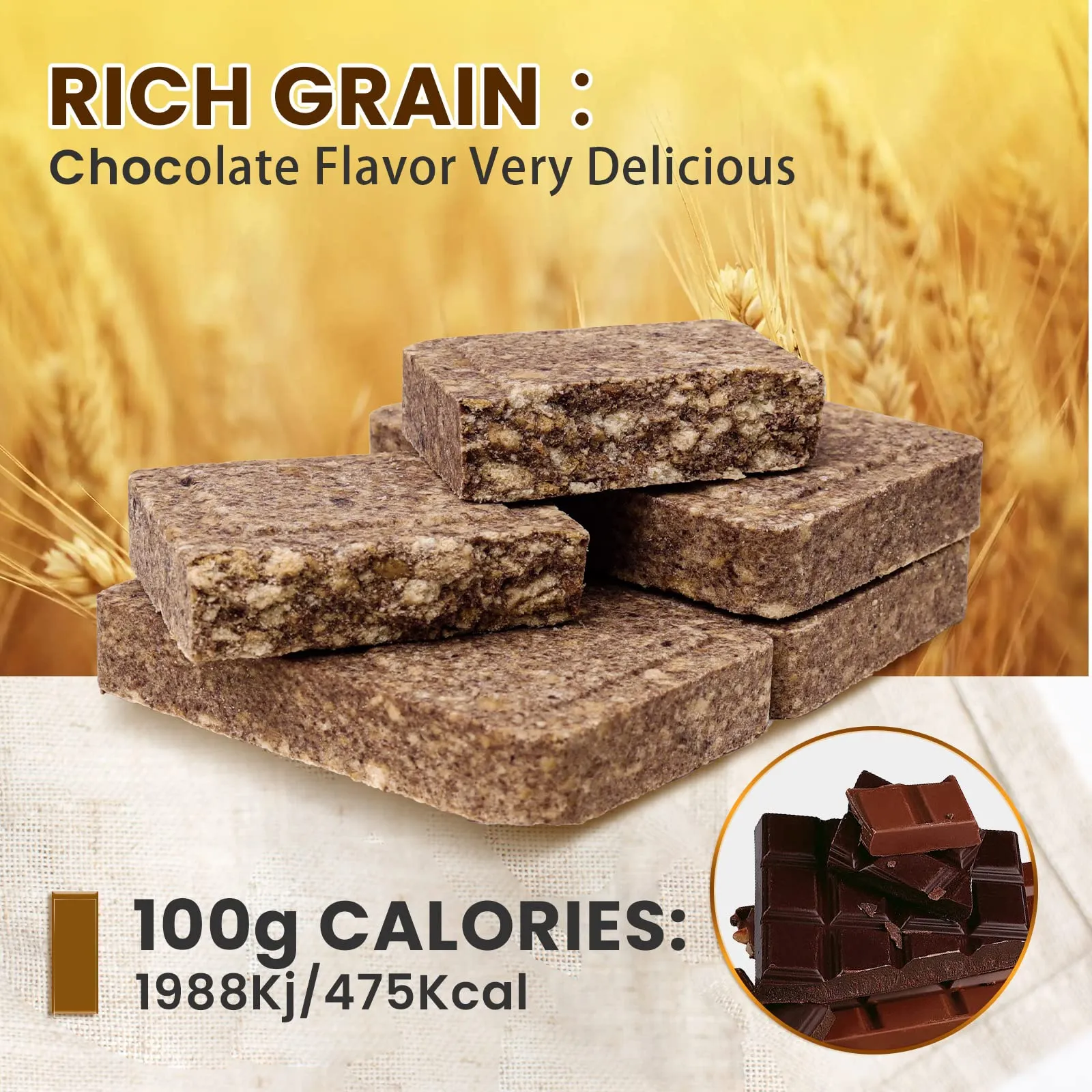 High Energy Ration Bars - Chocolate, Peanut and Multi Vitamin Flavor (Variety 3 Pack)