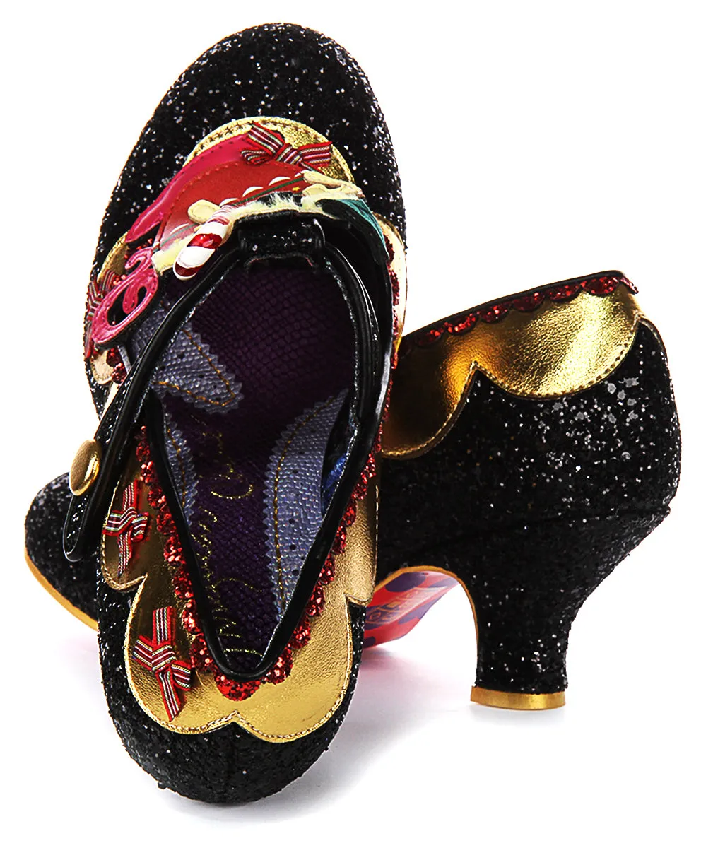 Irregular Choice Eggcellent In Black Gold For Women