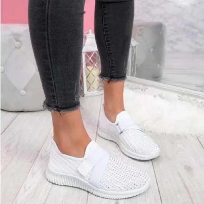 Joskaa Breathable Air Mesh Crystal Sneakers Women 2024 Spring Casual Flat Shoes Woman Comfortable Ladies Sports Shoes Fashion