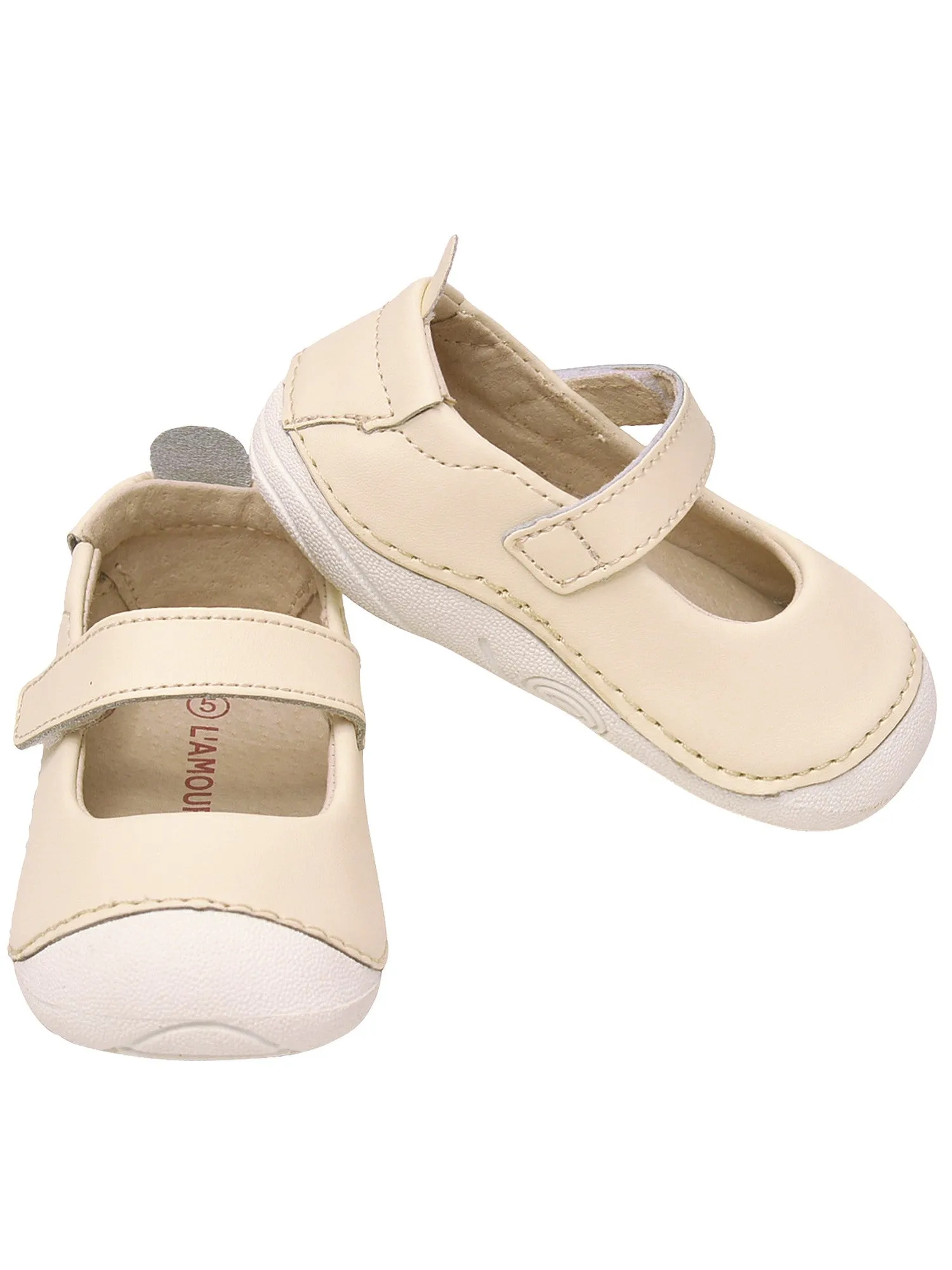 Little Girls Cream Hook and Loop Sporty Mary Jane Shoes 5-7 Toddler