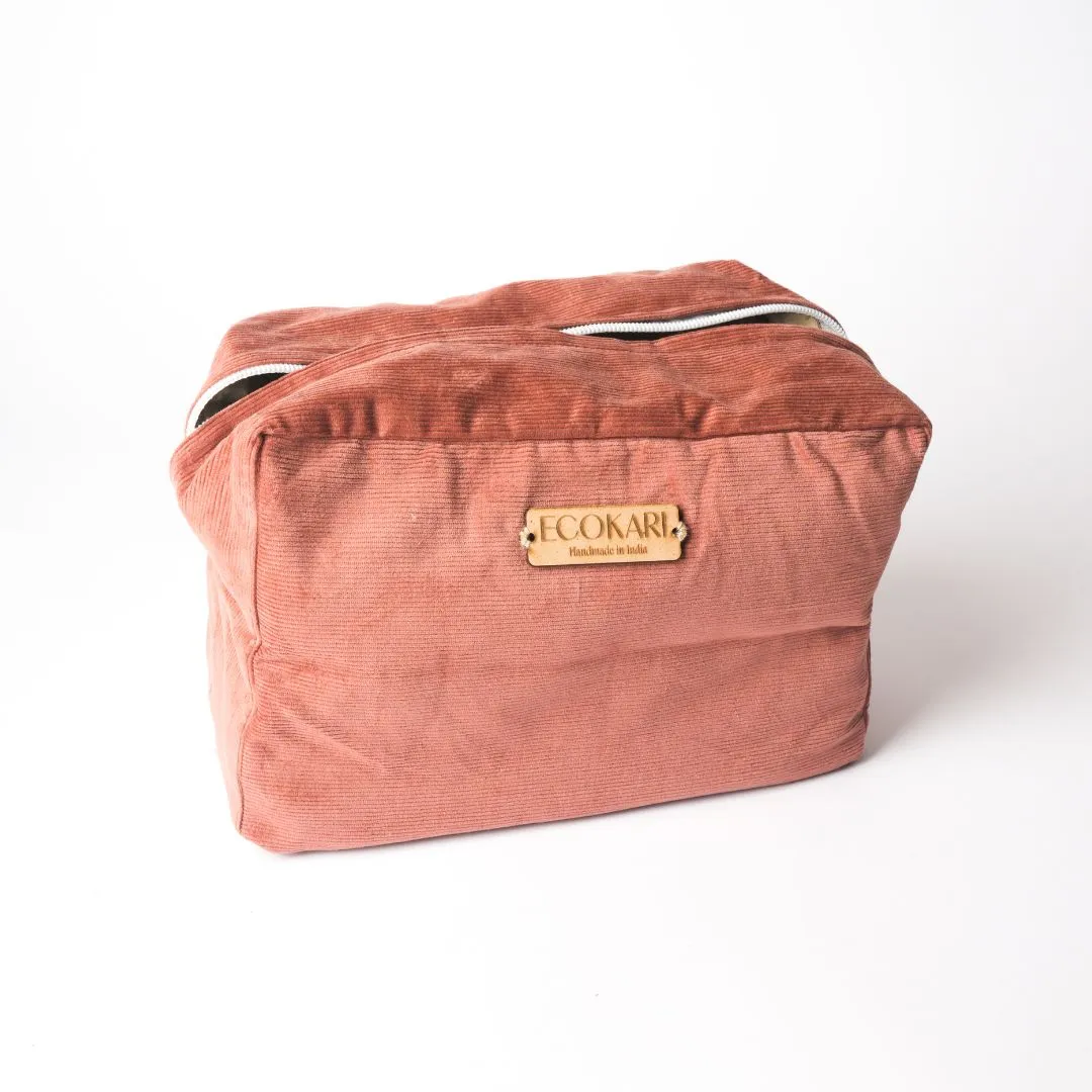 Magenta Voyage Corduroy Travel Pouch