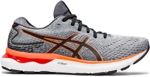 Men's Asics Gel-Nimbus 24, Sheet Rock/Shocking Orange, 8 2E Wide