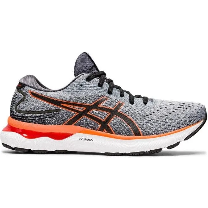 Men's Asics Gel-Nimbus 24, Sheet Rock/Shocking Orange, 9.5 2E Wide