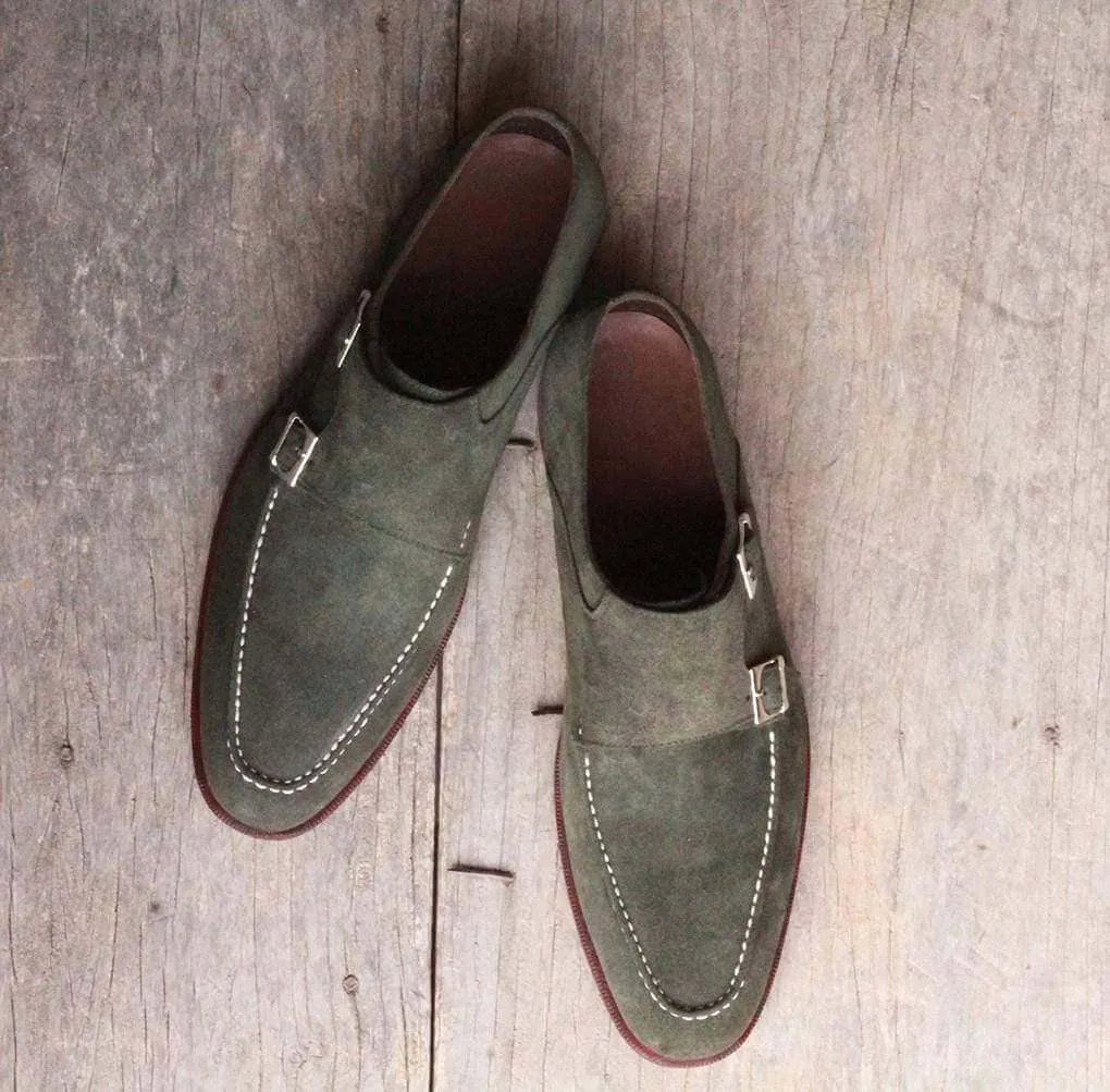 Men's Green Suede Monk Shoe