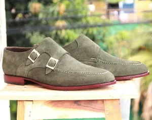 Men's Green Suede Monk Shoe