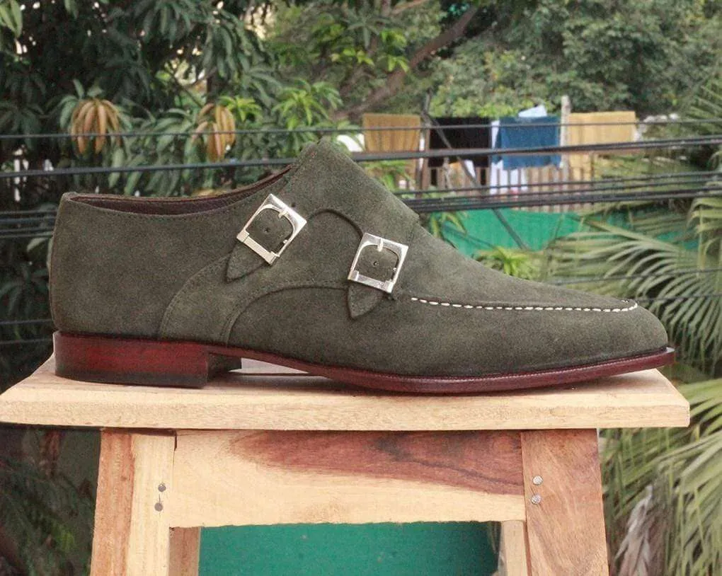 Men's Green Suede Monk Shoe