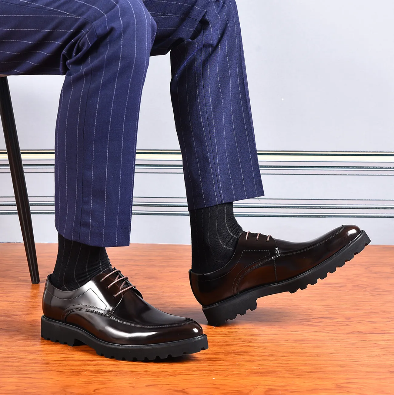 Men's Lace-up Patent Leather Derby