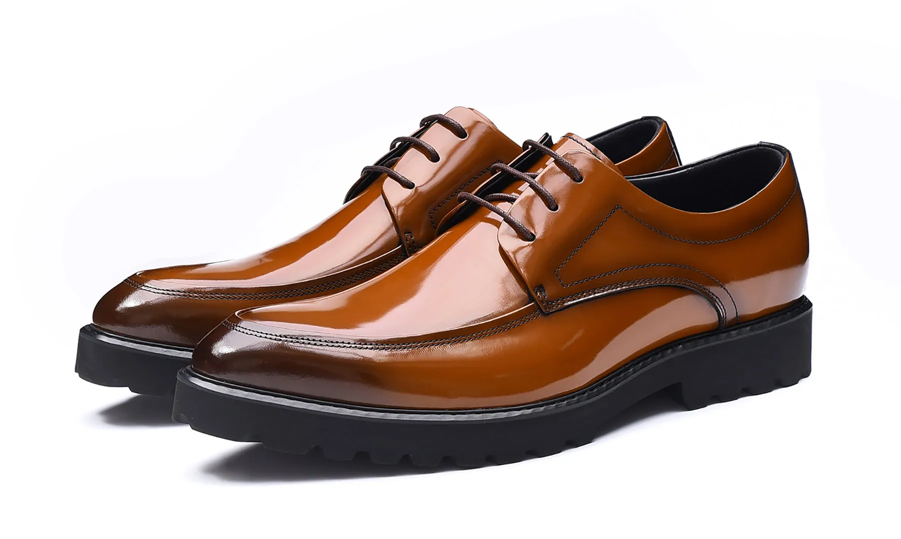 Men's Lace-up Patent Leather Derby