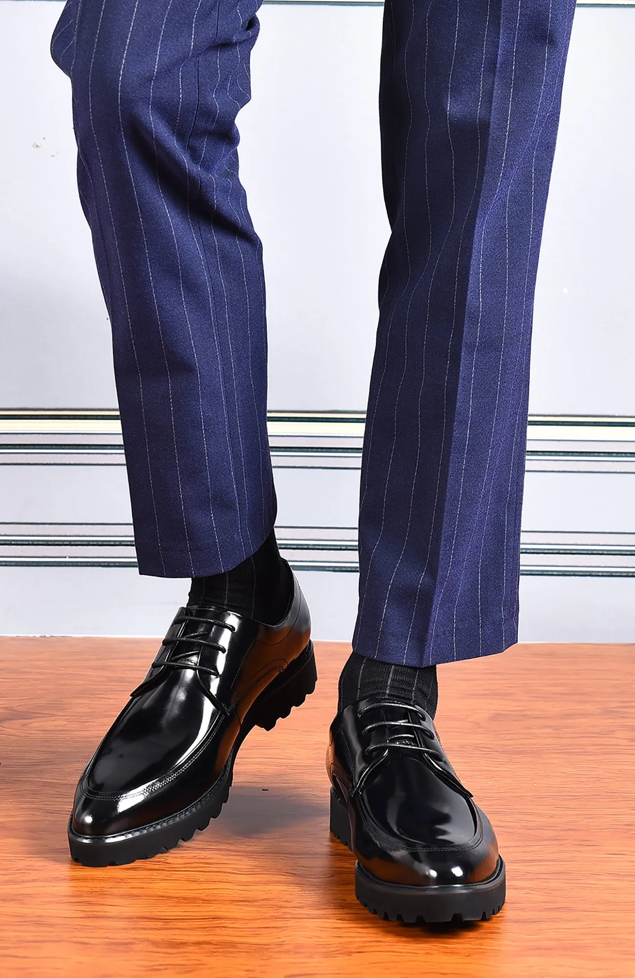 Men's Lace-up Patent Leather Derby