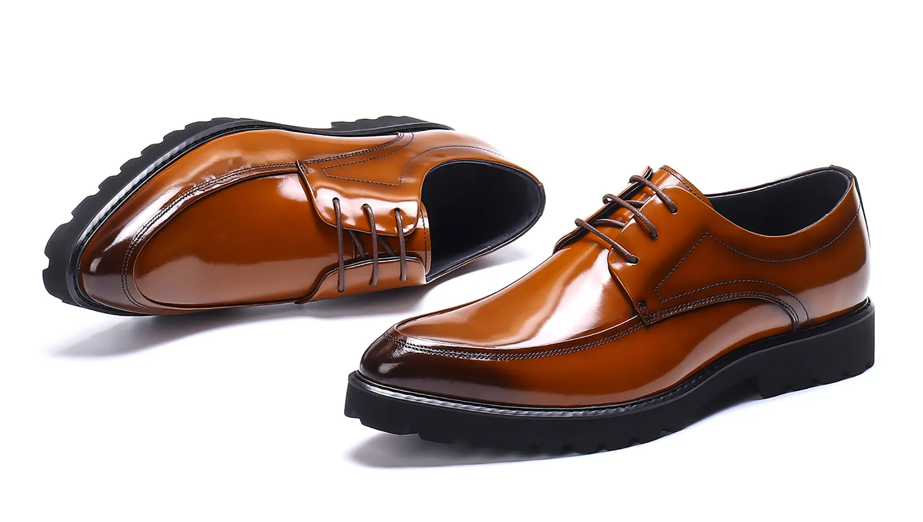 Men's Lace-up Patent Leather Derby