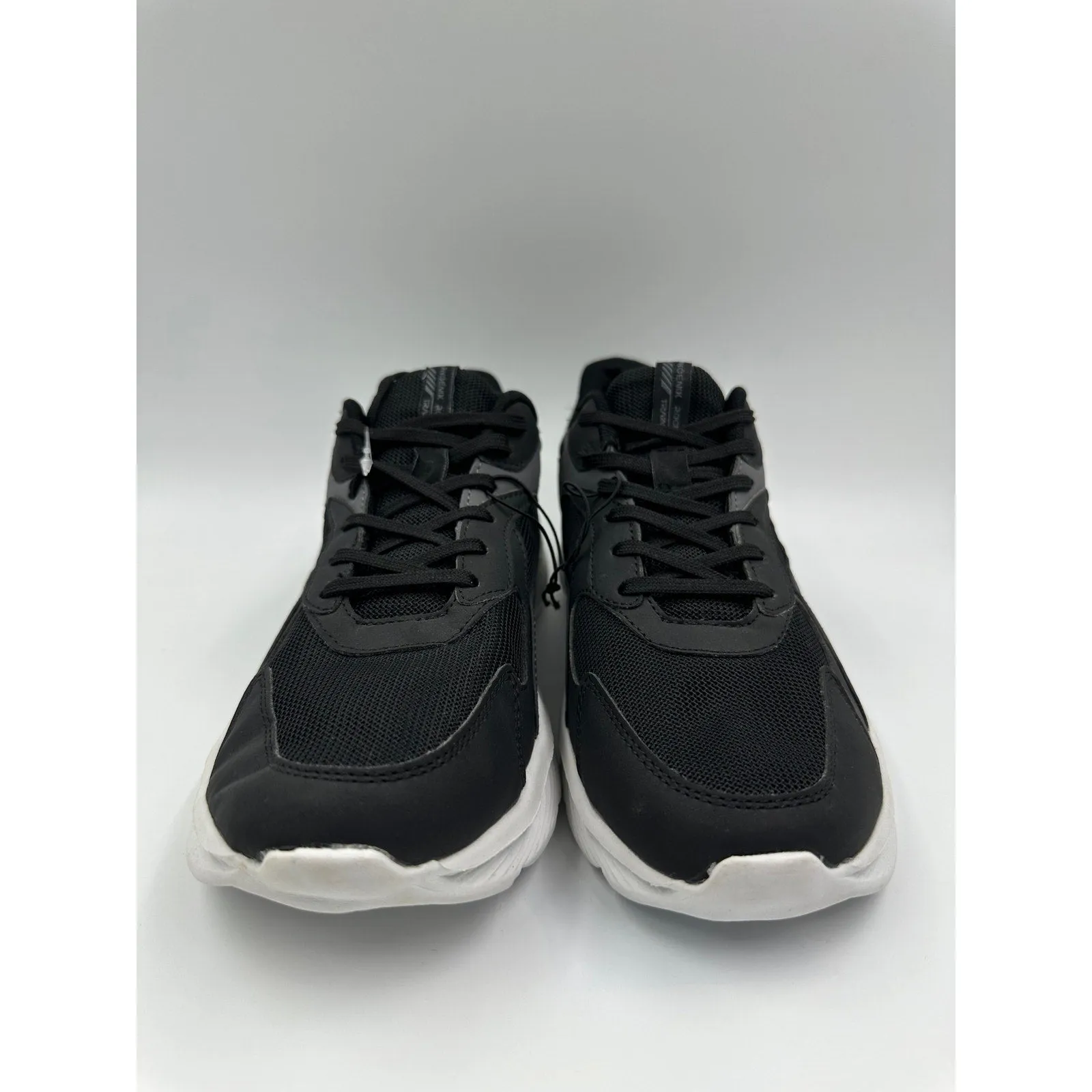 Men's Size 10.5, Black and White Running Shoe with 90s Chunky Sole