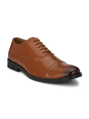 Men's Tan PU Oxford Formal Shoes