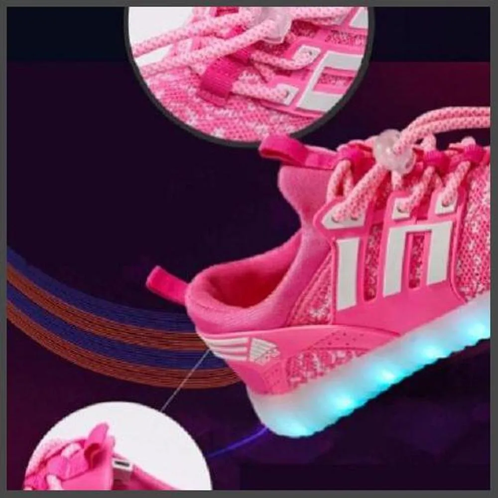 Mesh Design Light Led Shoes - Pink | Kids Led Light Shoes  | Led Light Shoes For Women