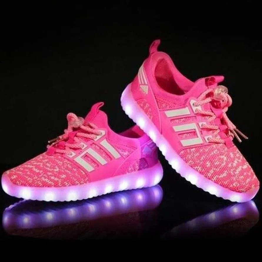 Mesh Design Light Led Shoes - Pink | Kids Led Light Shoes  | Led Light Shoes For Women