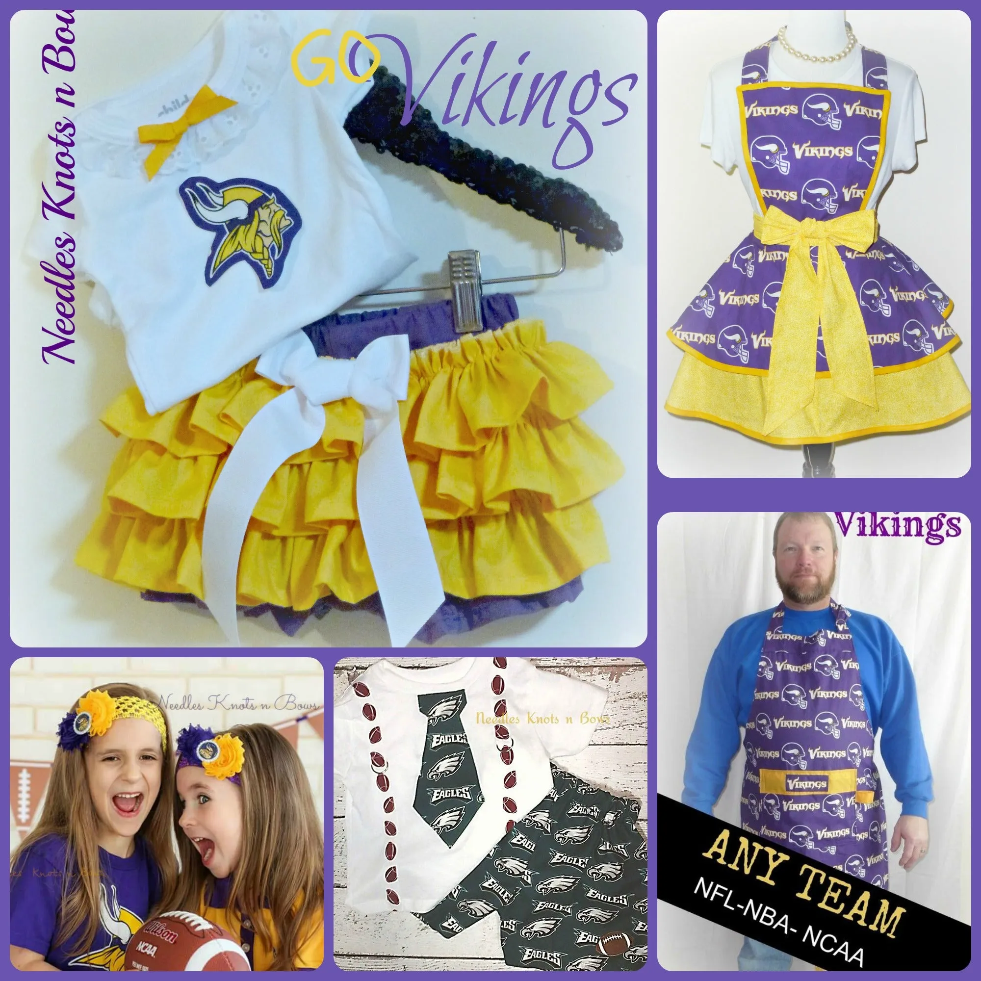 Minnesota Vikings Apron, Game Day, Football Apron with Pockets, Aprons