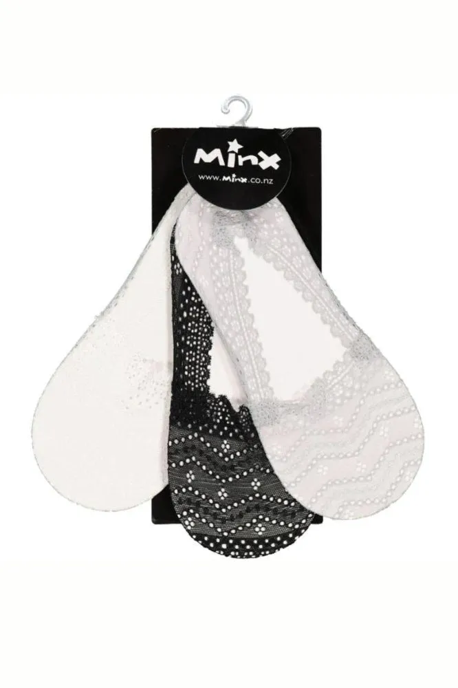 Minx Three Pack Dainty Sockette Black White Grey