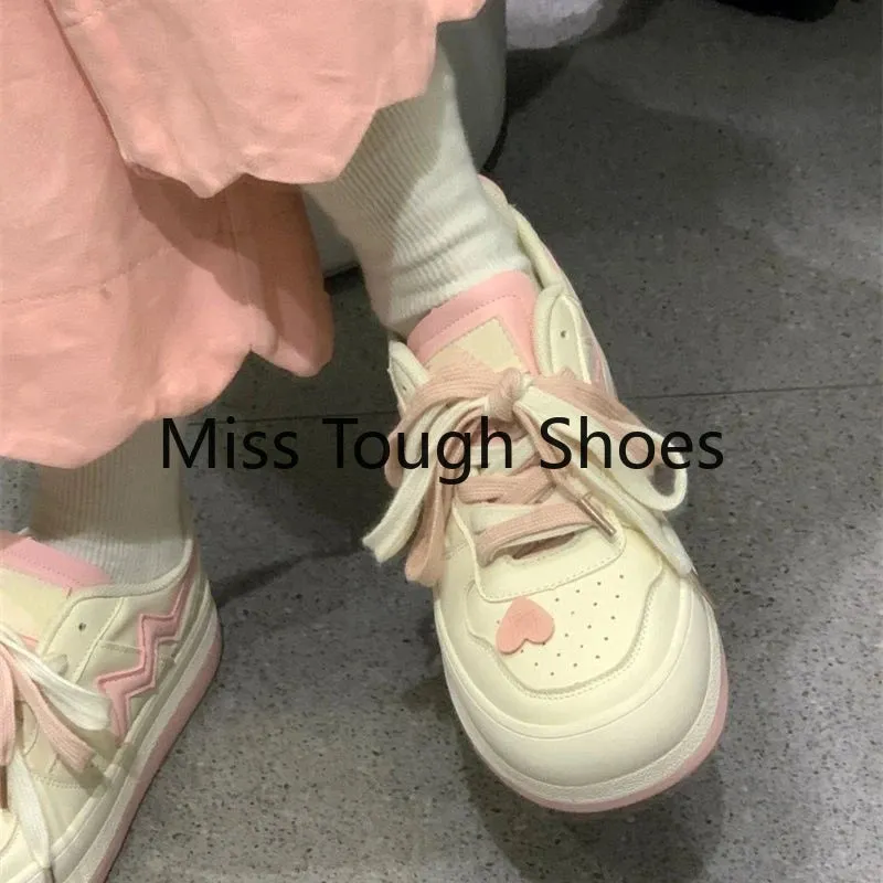 Mqtime New Japanese Casual Canvas Kawaii Pink Flat Women's Sneakers Platform Sports Shoes Vulcanize Running Lolita Tennis Fashion