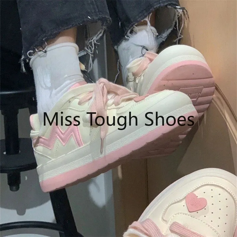 Mqtime New Japanese Casual Canvas Kawaii Pink Flat Women's Sneakers Platform Sports Shoes Vulcanize Running Lolita Tennis Fashion