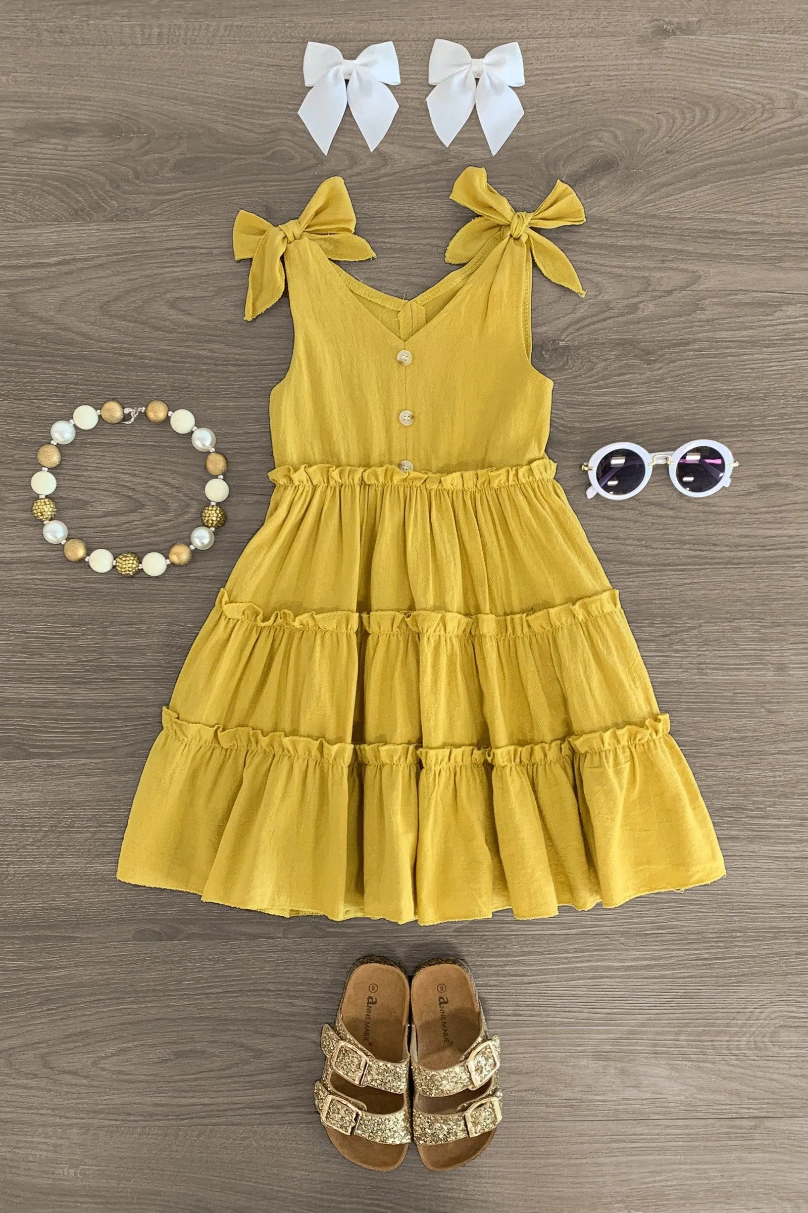 Mustard Tie Shoulder Dress