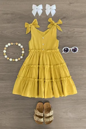 Mustard Tie Shoulder Dress