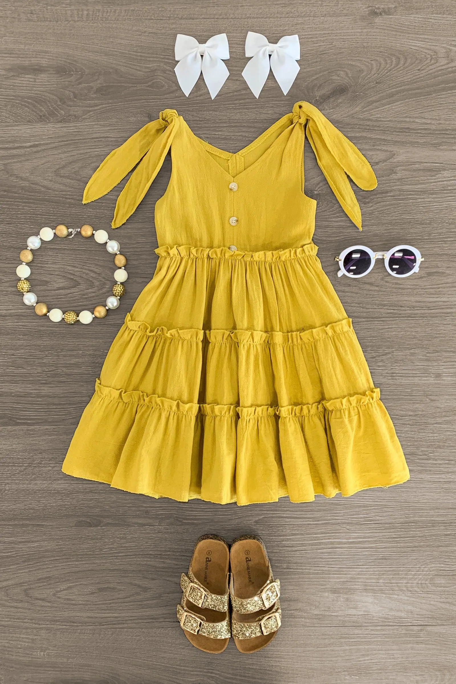 Mustard Tie Shoulder Dress