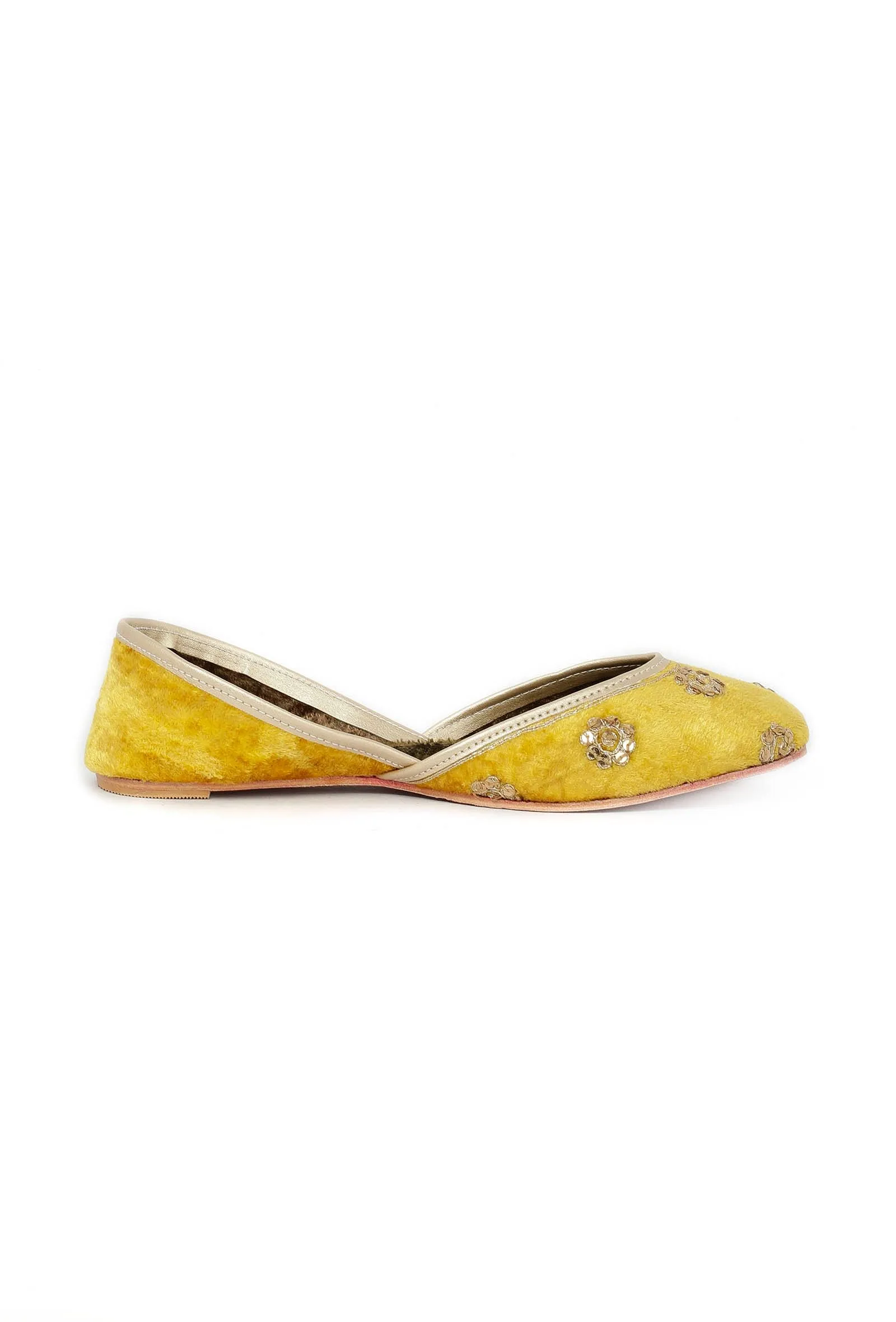 Mustard Yellow Contrast Velvet Jutti