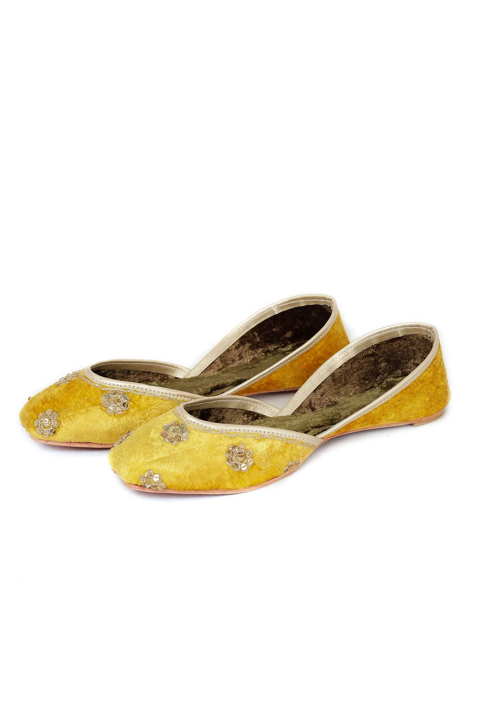 Mustard Yellow Contrast Velvet Jutti