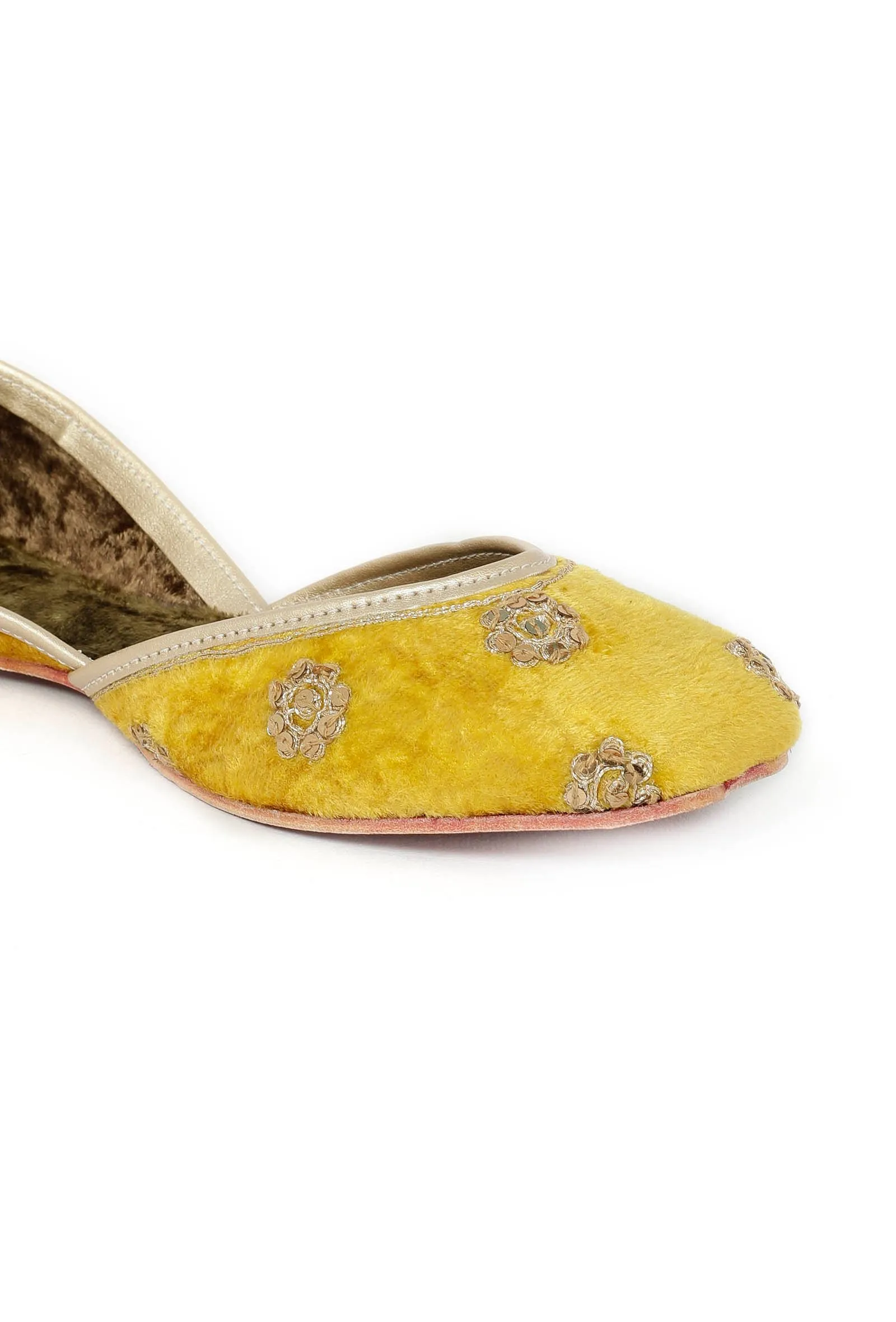 Mustard Yellow Contrast Velvet Jutti