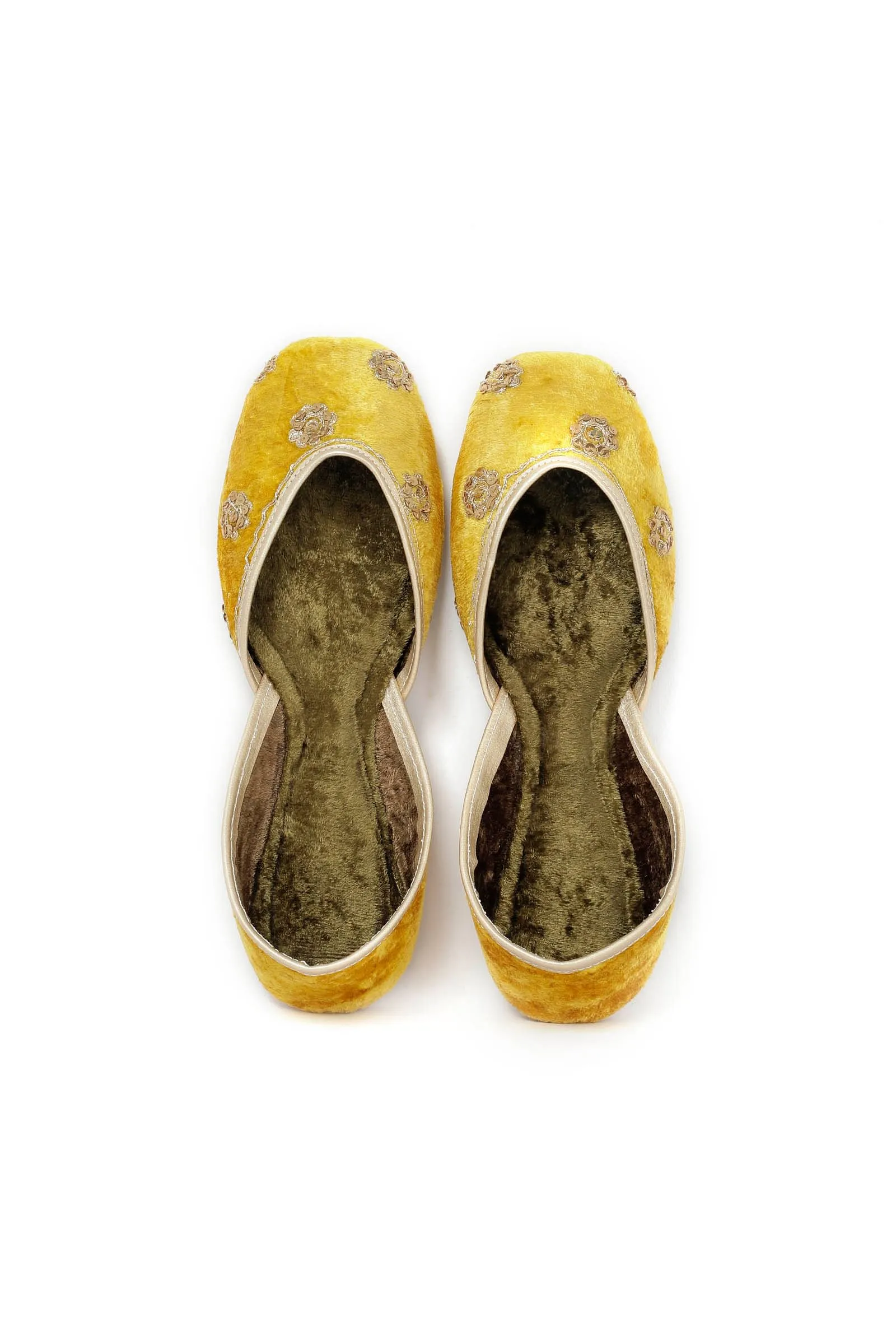 Mustard Yellow Contrast Velvet Jutti