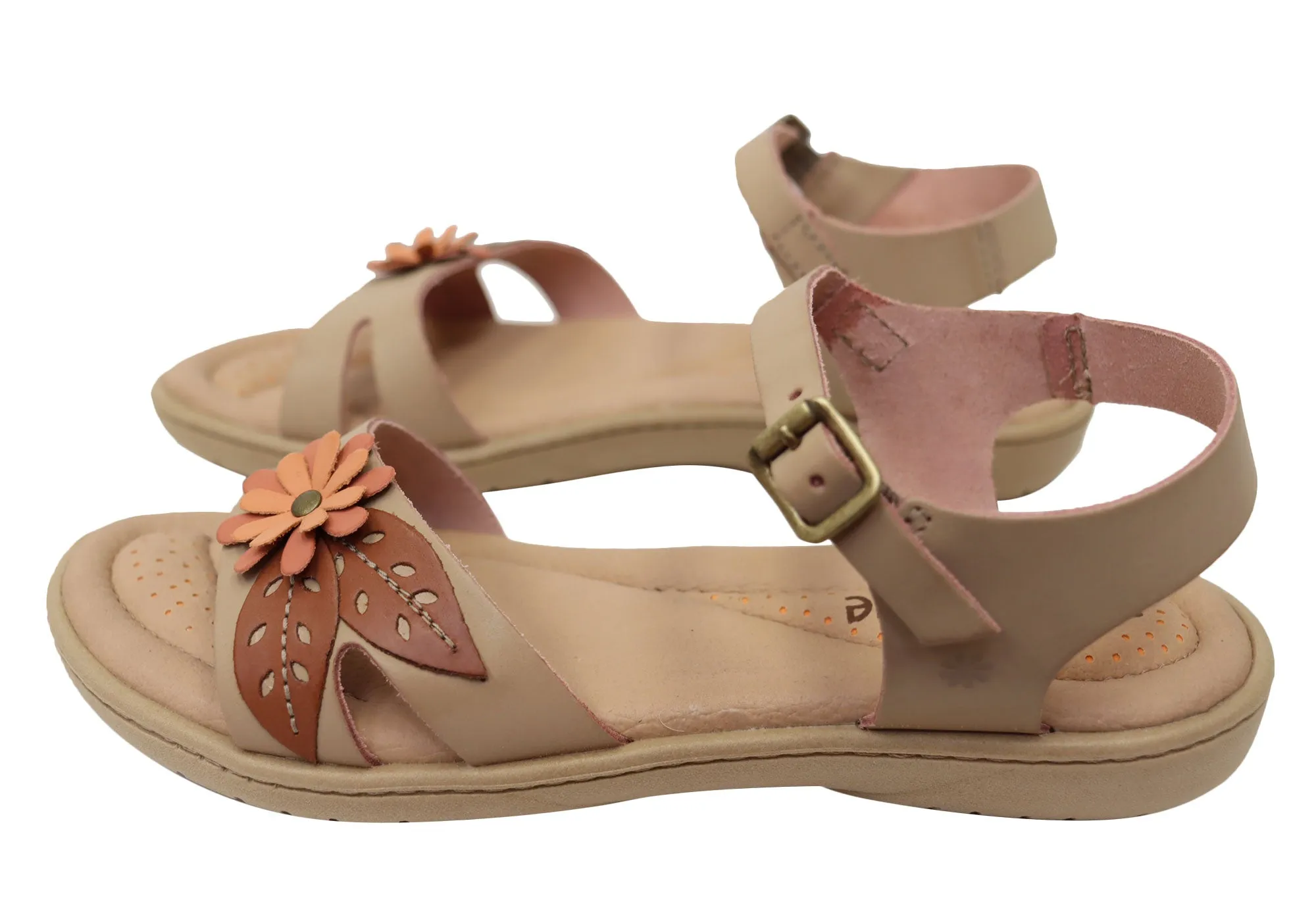 New Face Mindy Womens Comfortable Leather Sandals Made In Brazil