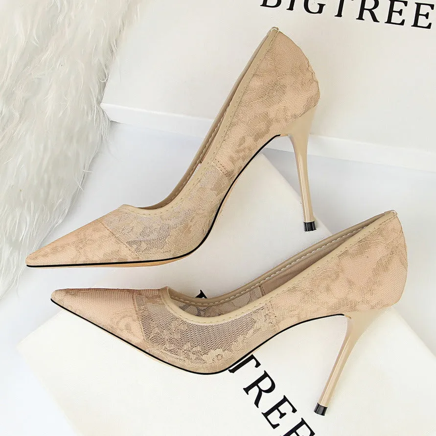 New Fine High Heel Women Casual Elegant Pointed Toe Dress Shoes