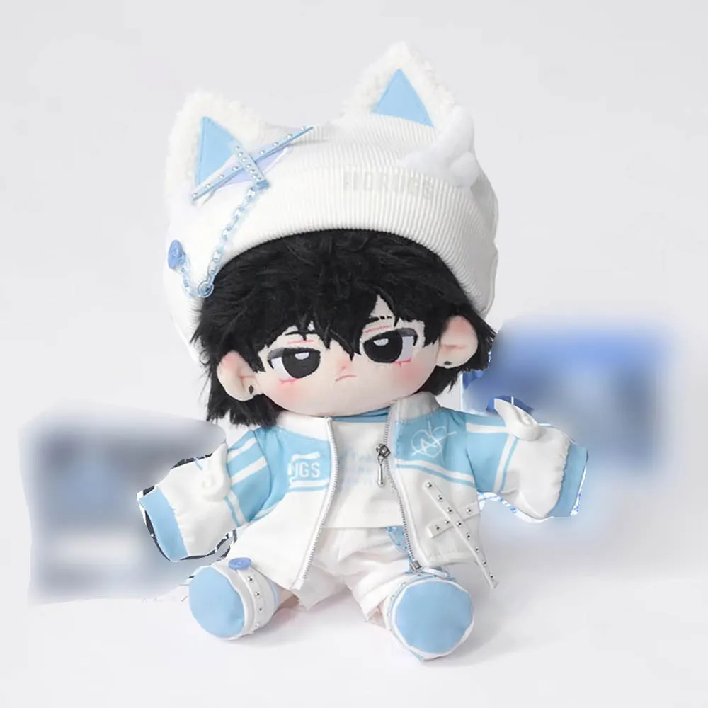 niannyyhouse 10cm 20cm Plush Doll Clothes Cat Ears Hat Coat T-Shirt Pants Backpack 8in Stuffed Doll Dressup