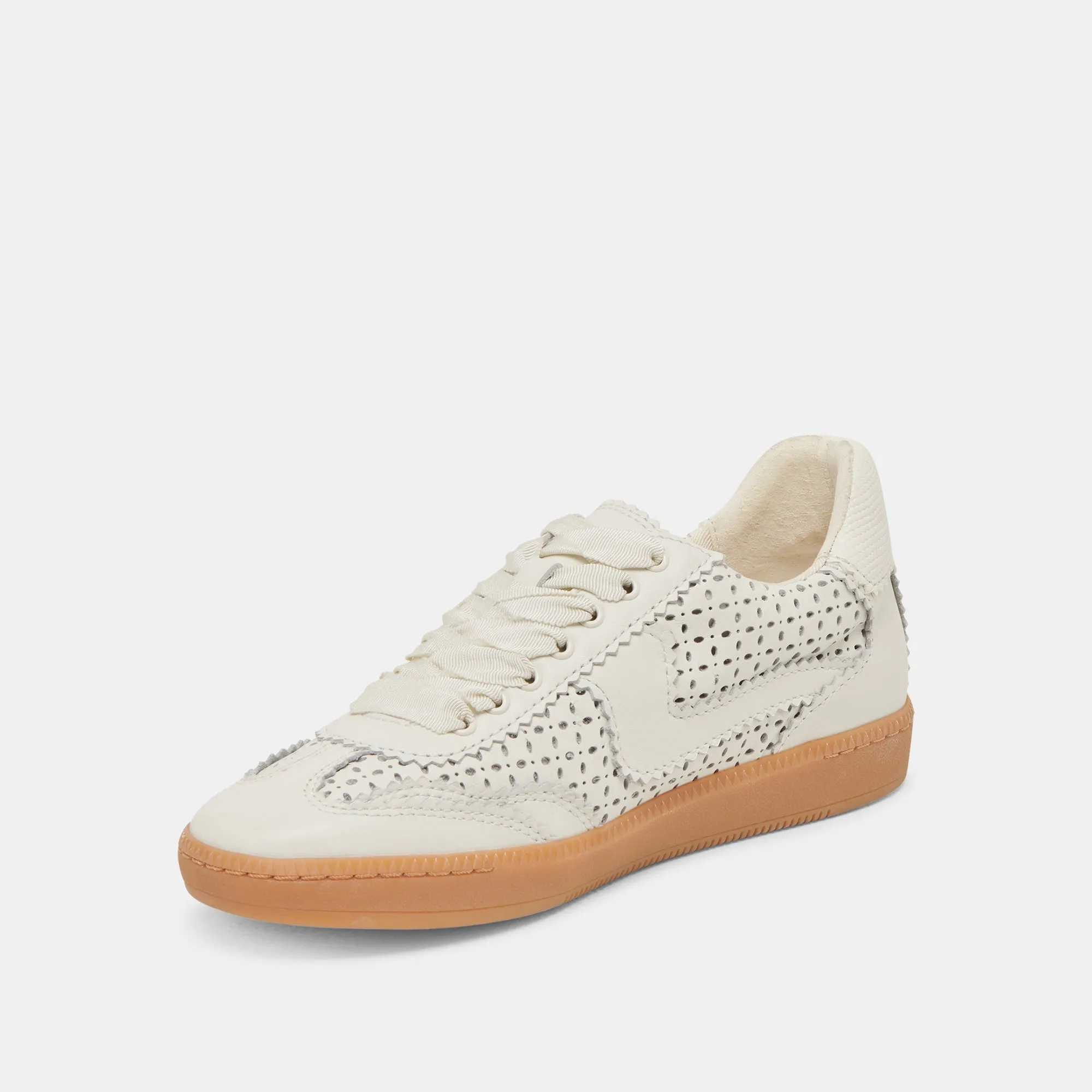 NOTICE EYELET PERF SNEAKERS WHITE LEATHER