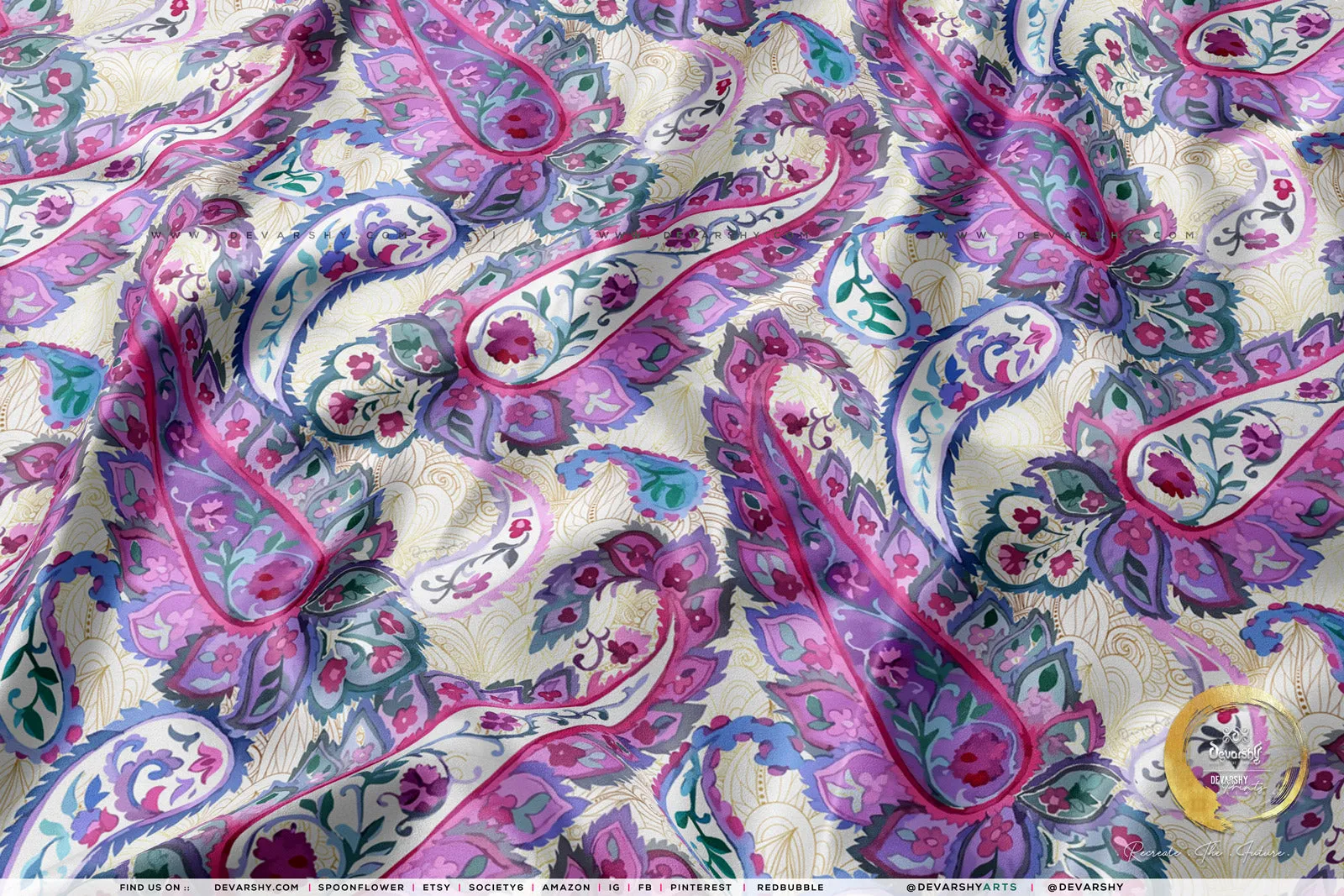 Pink Paisleys Upholstery Fabric 3meters 4 Colors & 12 Furnishing Fabrics Block Print Fabric By the Yard | D20111