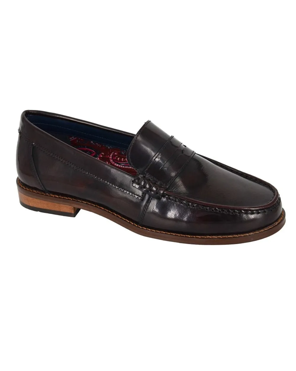 Roamers Mens Hi-Shine Saddle Loafers