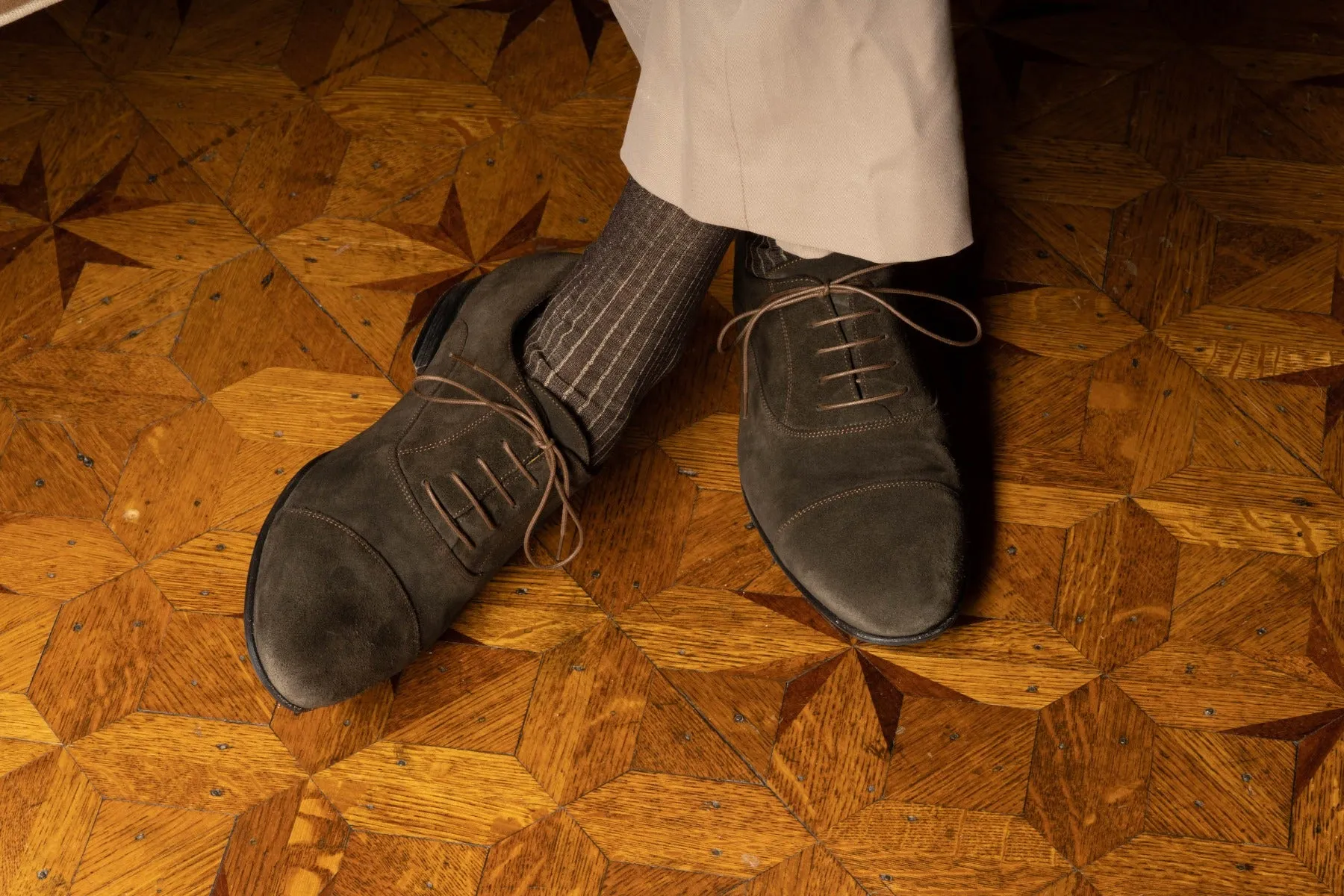 Round Coffee Brown Waxed Cotton Shoelaces