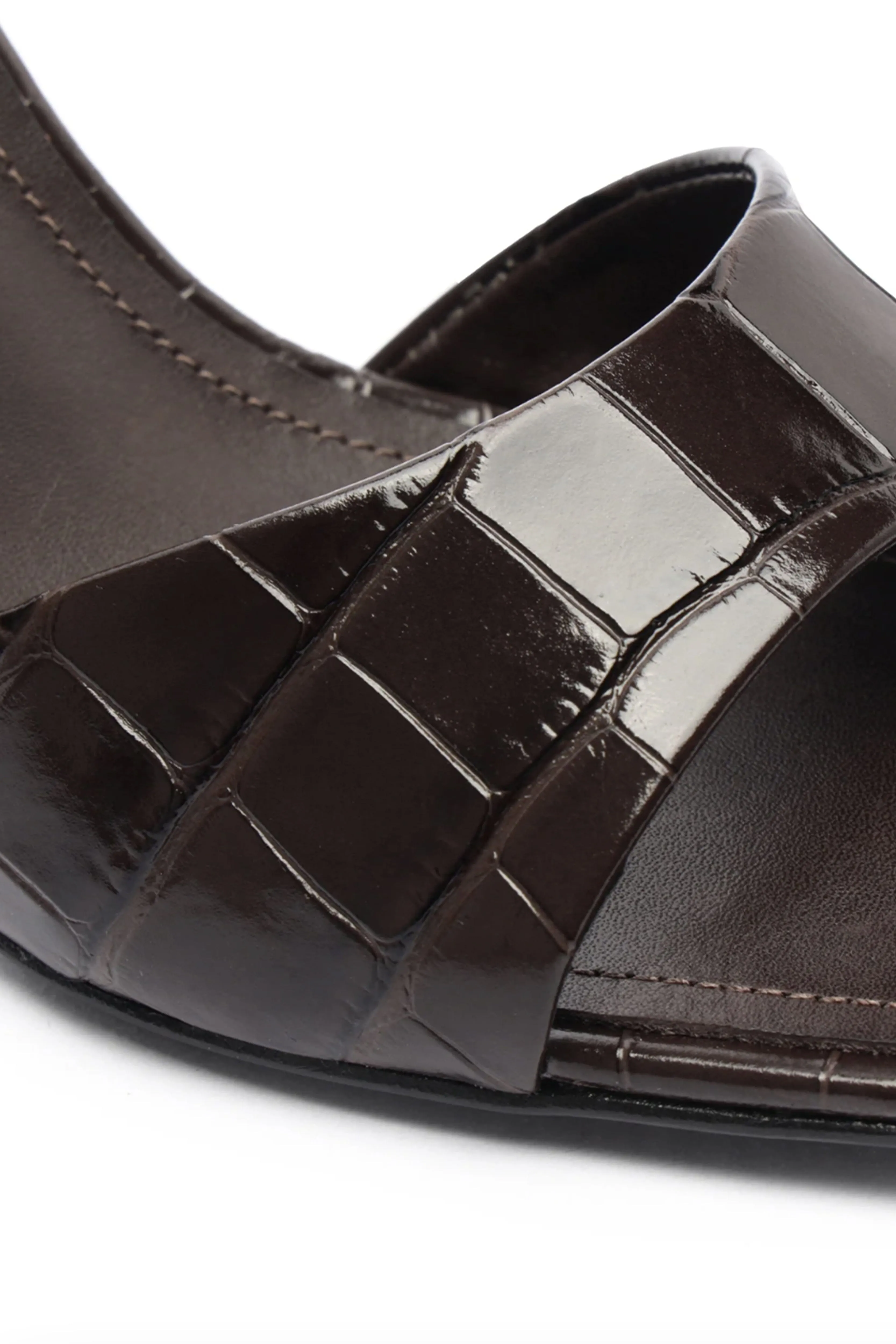 SCHUTZ | Posseni Mules - Dark Brown Croc