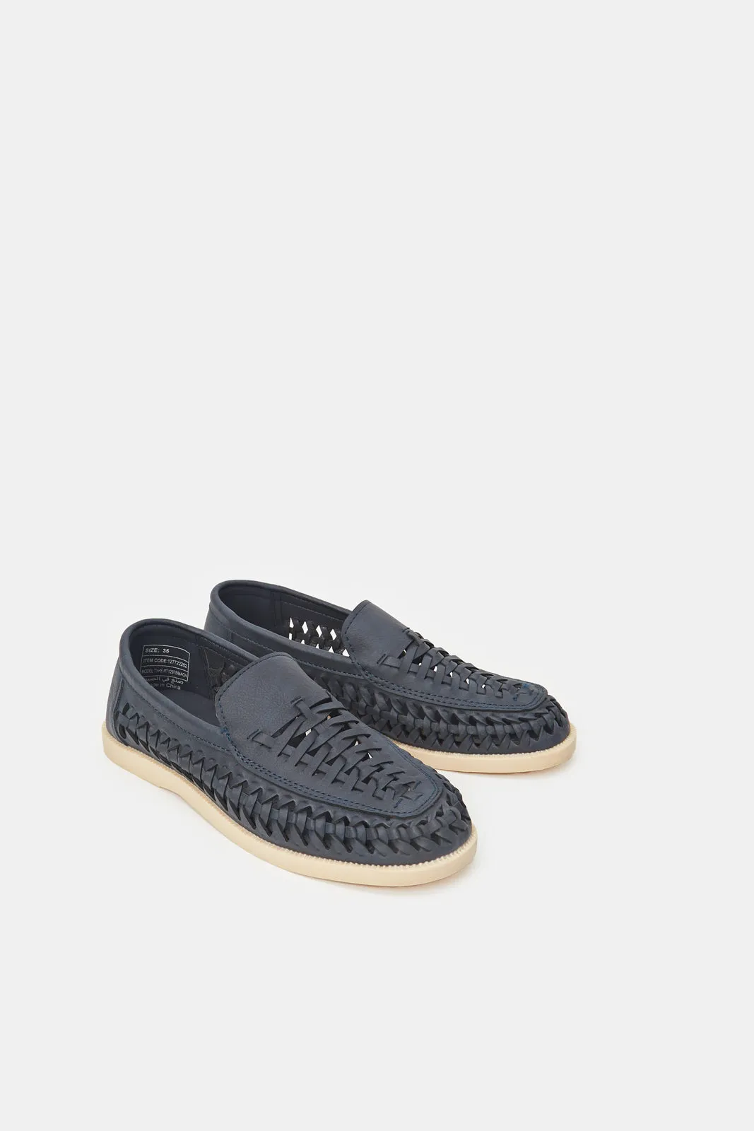 Senior Boys Navy Woven Loafer