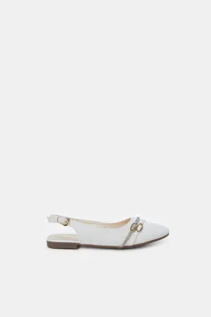 Senior Girls Cream Buckle Mule