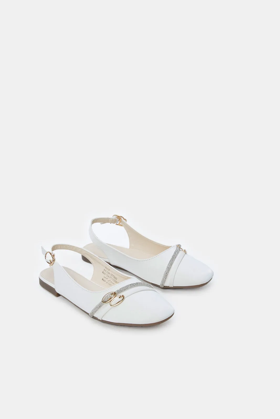 Senior Girls Cream Buckle Mule